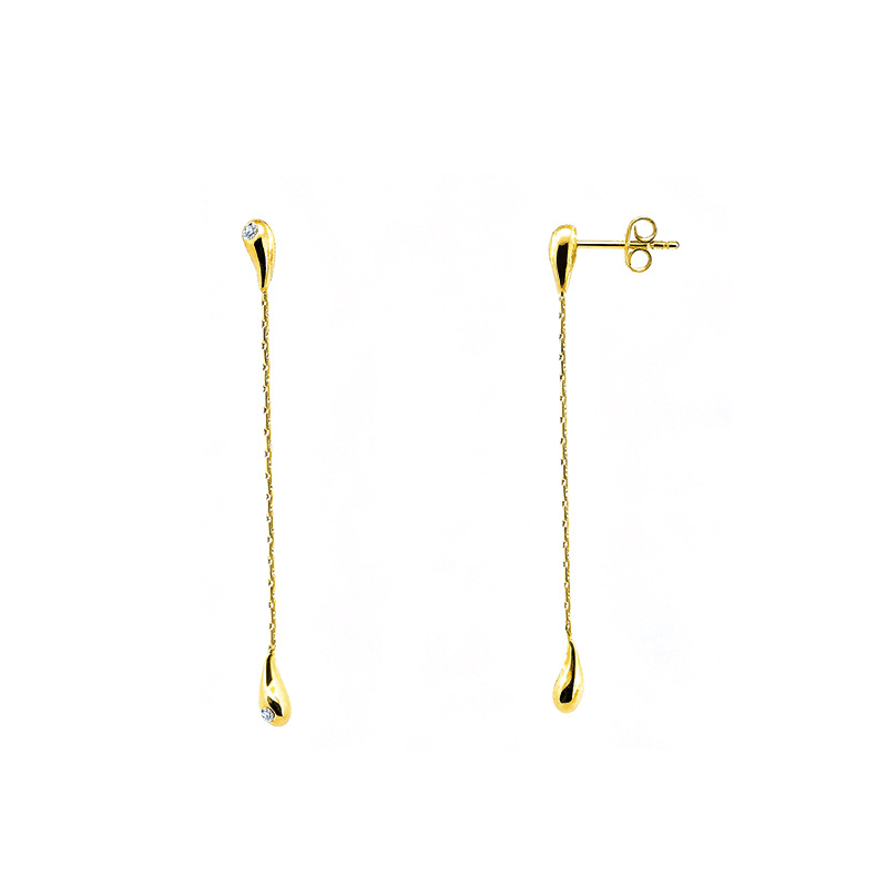 ORECCHINI PENDENTI A GOCCIA CON CATENELLA E ZIRCONI - YC2656C920