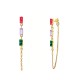 ORECCHINI PENDENTI CON CATENELLA E ZIRCONI RETTANGOLARI COLORATI - YC2660C889