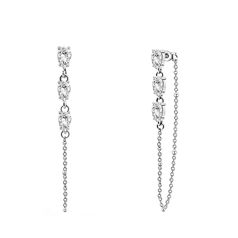 ORECCHINI PENDENTI CON CATENELLA E ZIRCONI A GOCCIA COLORATI - YC2660C890