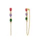 ORECCHINI PENDENTI CON CATENELLA E ZIRCONI A GOCCIA COLORATI - YC2660C890
