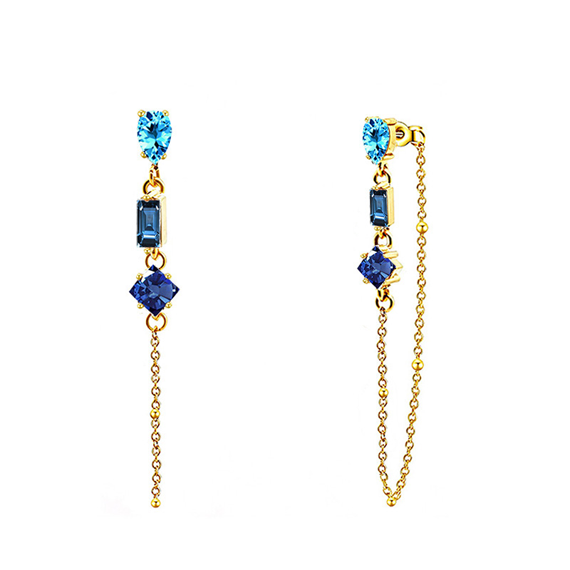ORECCHINI PENDENTI CON CATENELLA E ZIRCONI MULTIFORMA COLORATI - YC2660C891