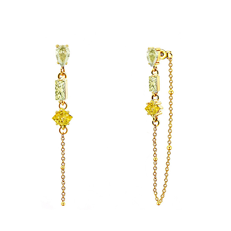 ORECCHINI PENDENTI CON CATENELLA E ZIRCONI MULTIFORMA COLORATI - YC2660C891