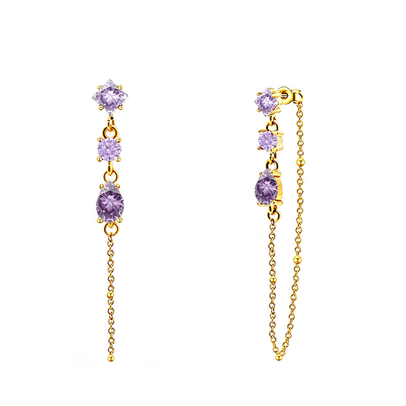 ORECCHINI PENDENTI CON CATENELLA E ZIRCONI MULTIFORMA COLORATI - YC2660C893