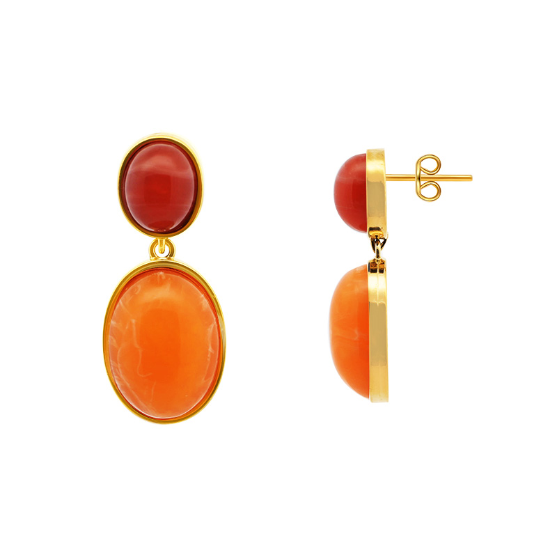 ORECCHINI PENDENTI OVALI IN RESINA COLORATA - YC2664C911