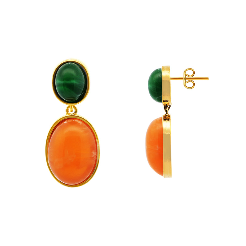 ORECCHINI PENDENTI OVALI IN RESINA COLORATA - YC2664C911