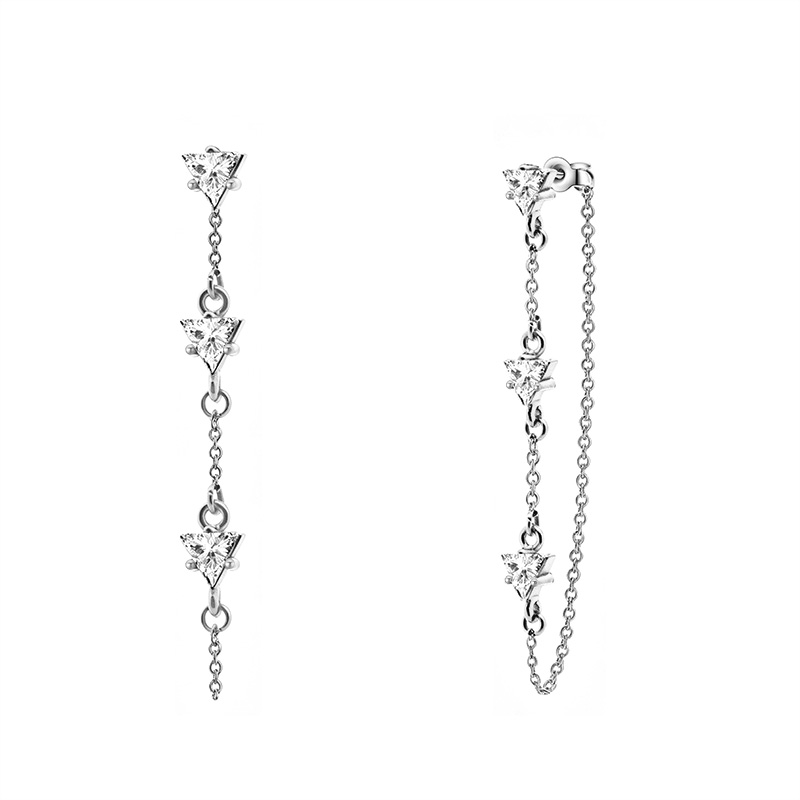 ORECCHINI PENDENTI CON CATENELLA E ZIRCONI TRIANGOLARI COLORATI - YC26676C898
