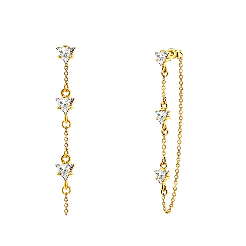 ORECCHINI PENDENTI CON CATENELLA E ZIRCONI TRIANGOLARI COLORATI - YC26676C898