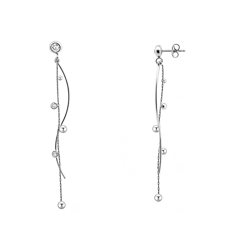 ORECCHINI PENDENTI LINEARI CON PUNTI LUCE E SFERE - YC2668C932