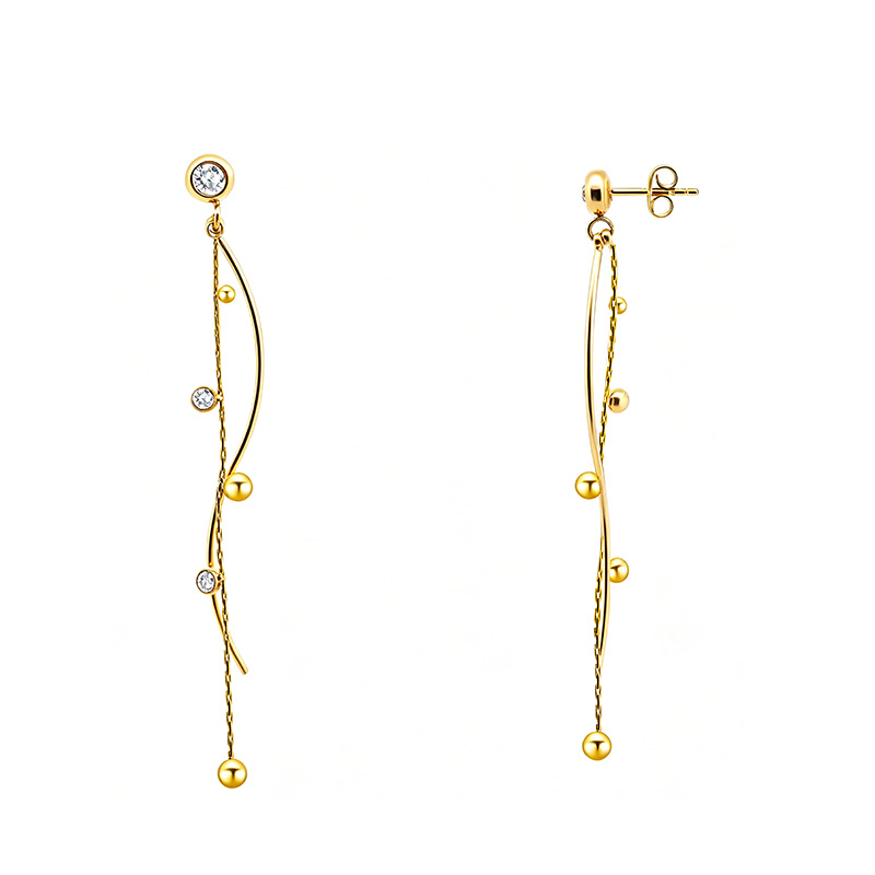 ORECCHINI PENDENTI LINEARI CON PUNTI LUCE E SFERE - YC2668C932