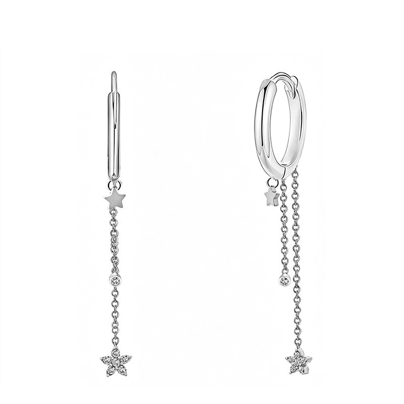 ORECCHINI STELLA A CERCHIO CON TRE PENDENTI - YC2668C974