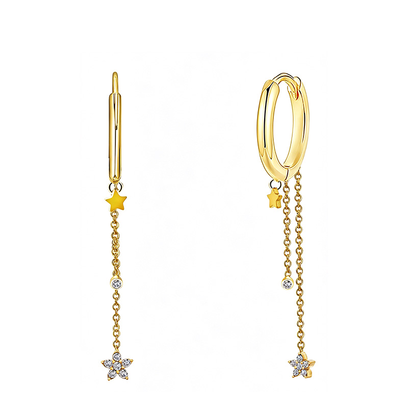 ORECCHINI STELLA A CERCHIO CON TRE PENDENTI - YC2668C974