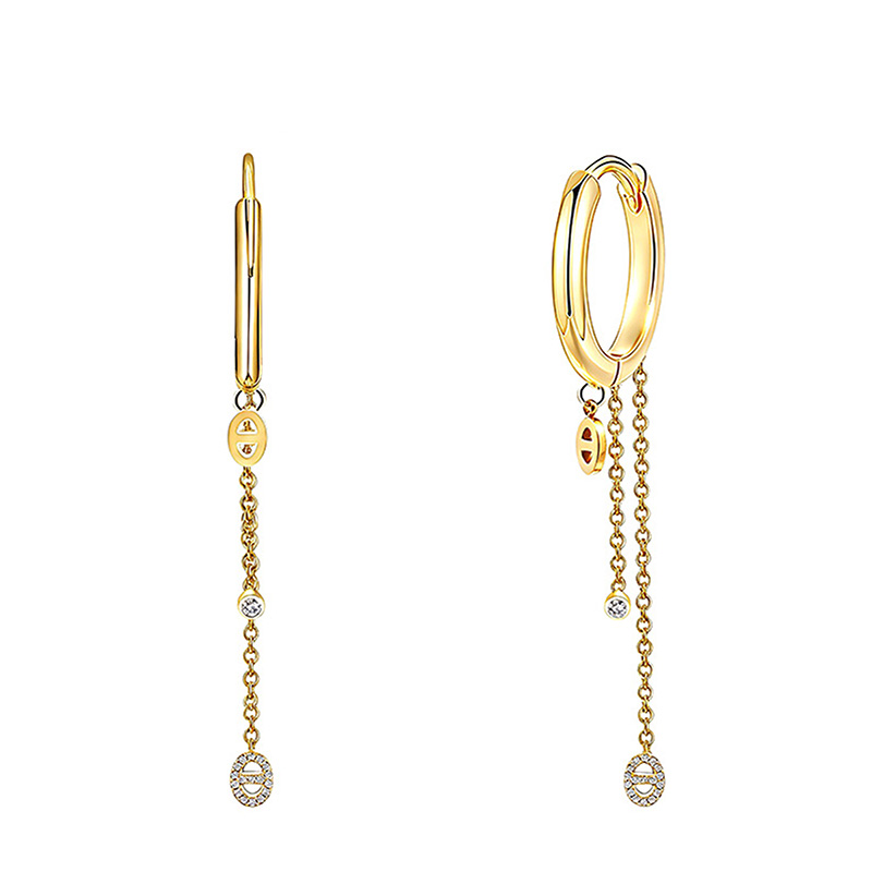 ORECCHINI MAGLIA MARINA A CERCHIO CON TRE PENDENTI - YC2668C976