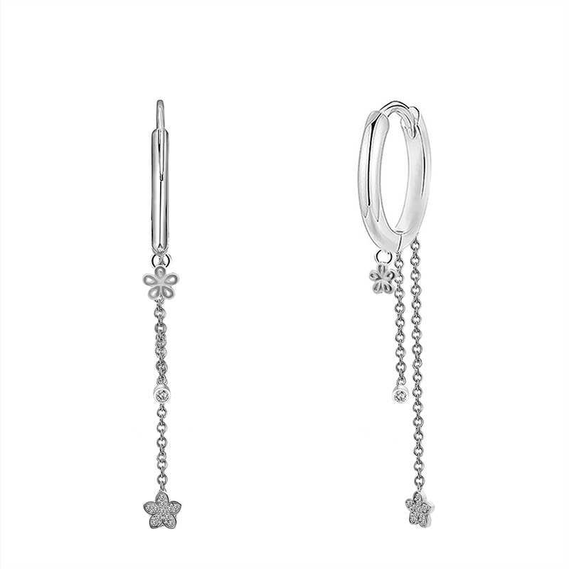 ORECCHINI FIORE A CERCHIO CON TRE PENDENTI - YC2668C977
