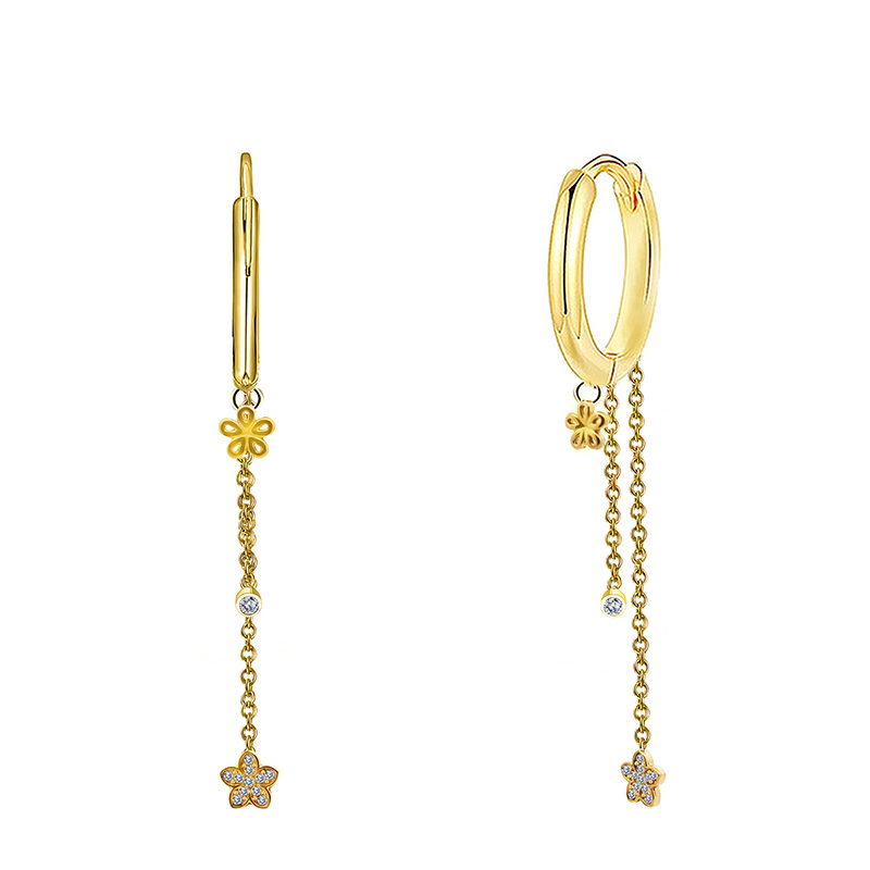 ORECCHINI FIORE A CERCHIO CON TRE PENDENTI - YC2668C977