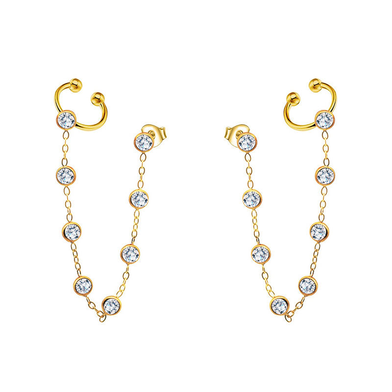 ORECCHINI A CATENA CON EAR CUFF E PUNTI LUCE - YC2672C885