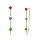 ORECCHINI PENDENTI CON CATENELLA E ZIRCONI A ROMBO COLORATI - YC2676C894