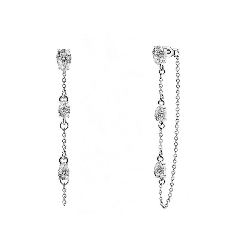 ORECCHINI PENDENTI CON CATENELLA E ZIRCONI A GOCCIA COLORATI - YC2676C895