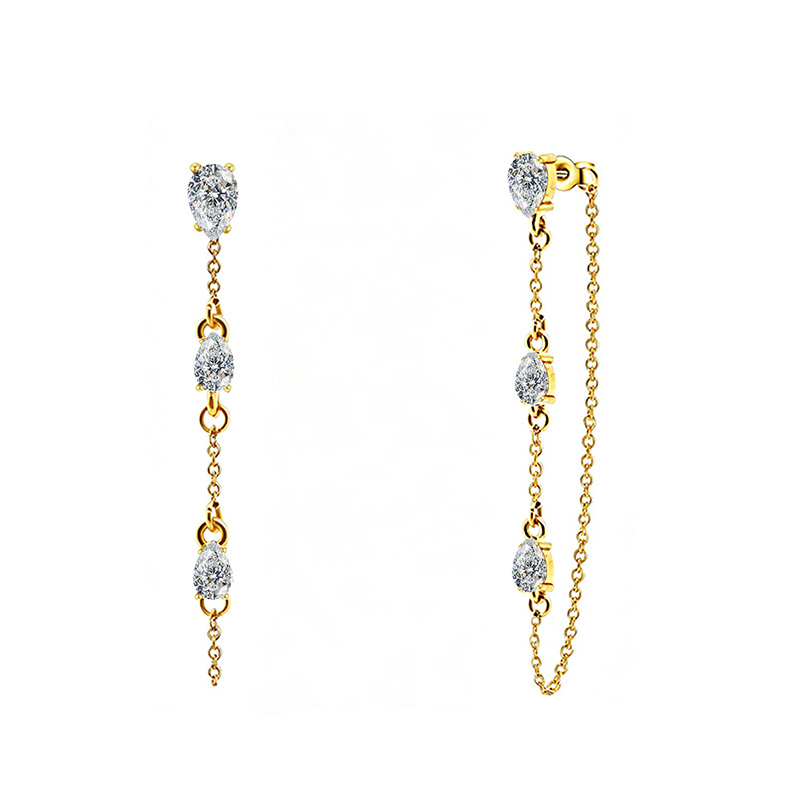ORECCHINI PENDENTI CON CATENELLA E ZIRCONI A GOCCIA COLORATI - YC2676C895