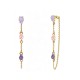 ORECCHINI PENDENTI CON CATENELLA E ZIRCONI A GOCCIA COLORATI - YC2676C895