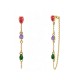 ORECCHINI PENDENTI CON CATENELLA E ZIRCONI A GOCCIA COLORATI - YC2676C895
