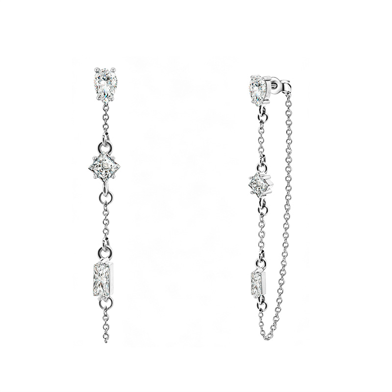 ORECCHINI PENDENTI CON CATENELLA E ZIRCONI MULTIFORMA COLORATI - YC2676C896