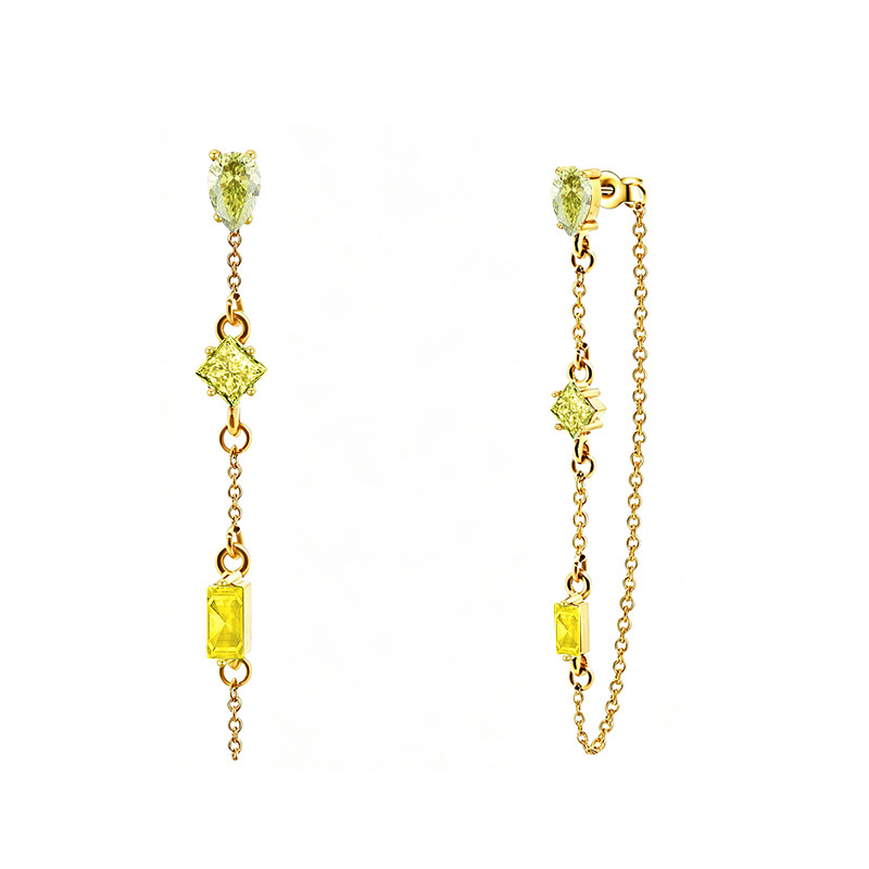 ORECCHINI PENDENTI CON CATENELLA E ZIRCONI MULTIFORMA COLORATI - YC2676C896