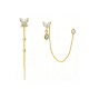 ORECCHINI PENDENTI ASIMMETRICI CON CATENE E ZIRCONI - YC2680C934
