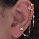 ORECCHINI ASIMMETRICI A CATENA CON CUORI, ZIRCONI E EAR CUFF - YC2688C933