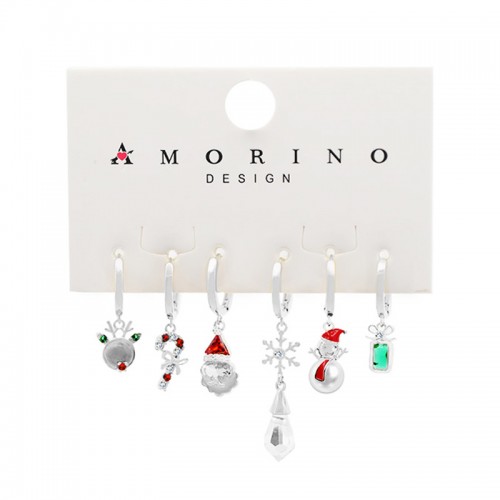 SET 6 ORECCHINI A CERCHIO CON CIONDOLO NATALIZIO - YK25120C148