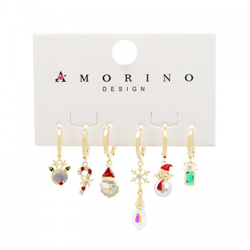 SET 6 ORECCHINI A CERCHIO CON CIONDOLO NATALIZIO - YK25120C148