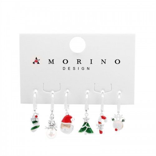 SET 6 ORECCHINI A CERCHIO CON CIONDOLO NATALIZIO - YK25120C149
