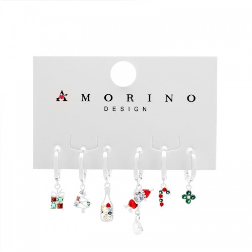 SET 6 ORECCHINI A CERCHIO CON CIONDOLO NATALIZIO - YK25120C150