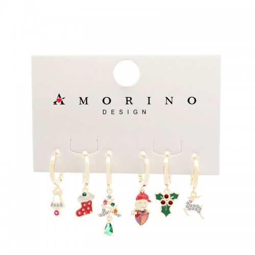 SET 6 ORECCHINI A CERCHIO CON CIONDOLO NATALIZIO - YK25120C151