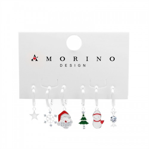 SET 6 ORECCHINI A CERCHIO CON CIONDOLO NATALIZIO - YK25120C152