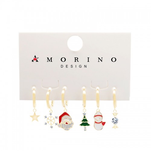 SET 6 ORECCHINI A CERCHIO CON CIONDOLO NATALIZIO - YK25120C152