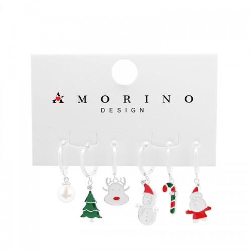 SET 6 ORECCHINI A CERCHIO CON CIONDOLO NATALIZIO - YK25120C153
