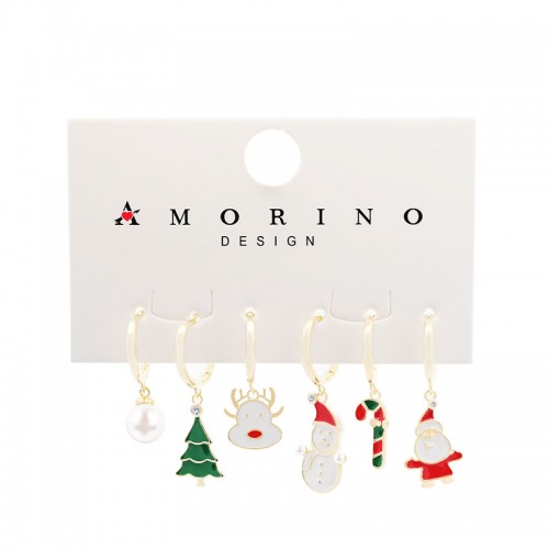SET 6 ORECCHINI A CERCHIO CON CIONDOLO NATALIZIO - YK25120C153