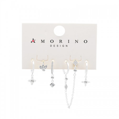 SET 6 ORECCHINI DIVERSI CON ZIRCONI - YK25120C156 SET 6 ORECCHINI DIVERSI CON ZIRCONI - YK25120C156