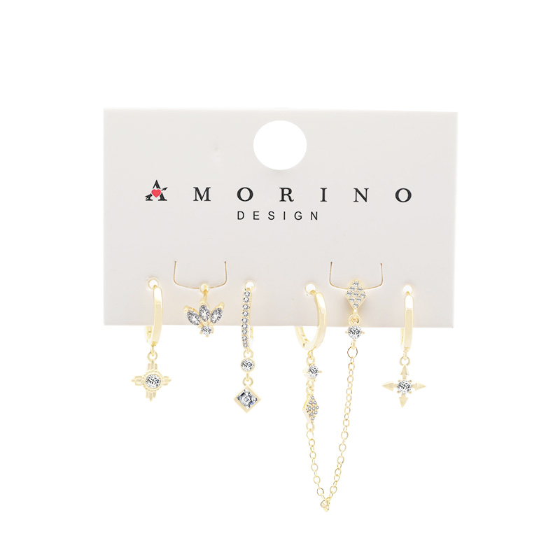 SET 6 ORECCHINI DIVERSI CON ZIRCONI - YK25120C156 SET 6 ORECCHINI DIVERSI CON ZIRCONI - YK25120C156
