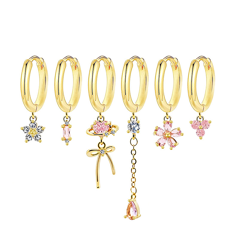 SET 6 ORECCHINI DIVERSI CON CIONDOLI - YK26132C850
