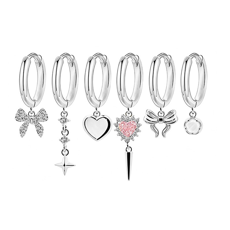 SET 6 ORECCHINI DIVERSI CON CIONDOLI - YK26132C851