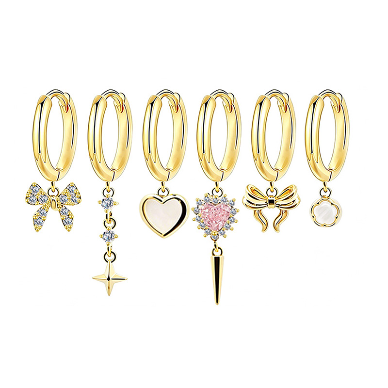 SET 6 ORECCHINI DIVERSI CON CIONDOLI - YK26132C851