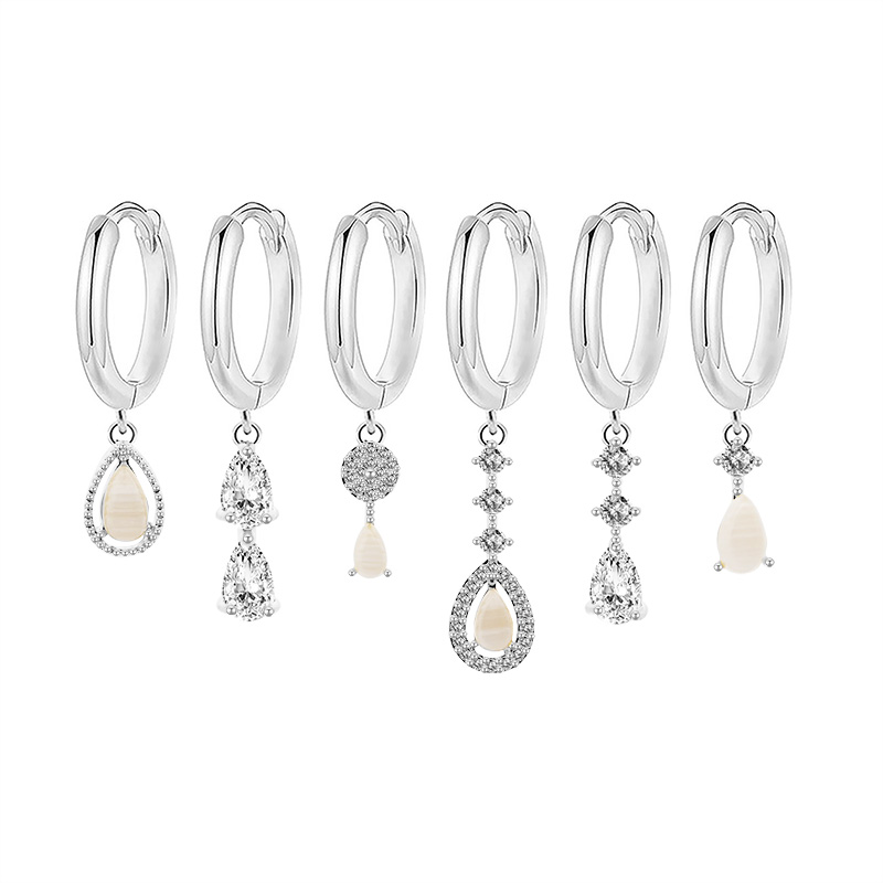 SET 6 ORECCHINI DIVERSI CON CIONDOLI A GOCCIA - YK26132C852