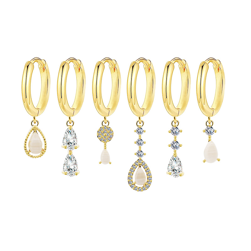 SET 6 ORECCHINI DIVERSI CON CIONDOLI A GOCCIA - YK26132C852