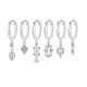 SET 6 ORECCHINI DIVERSI CON CIONDOLI GEOMETRICI IN ZIRCONE E PERLE - YK26132C854