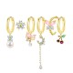 SET 6 ORECCHINI DIVERSI A TEMA GIARDINO CON CILIEGIA - YK26132C859