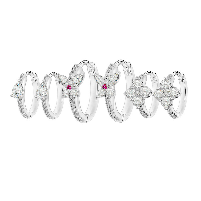 SET 6 ORECCHINI A CERCHIO CON ZIRCONI - YK26132C861