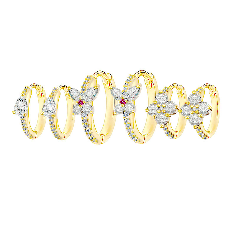 SET 6 ORECCHINI A CERCHIO CON ZIRCONI - YK26132C861