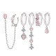 SET 6 ORECCHINI DIVERSI ROMANTICI IN TONI ROSA - YK26132C862