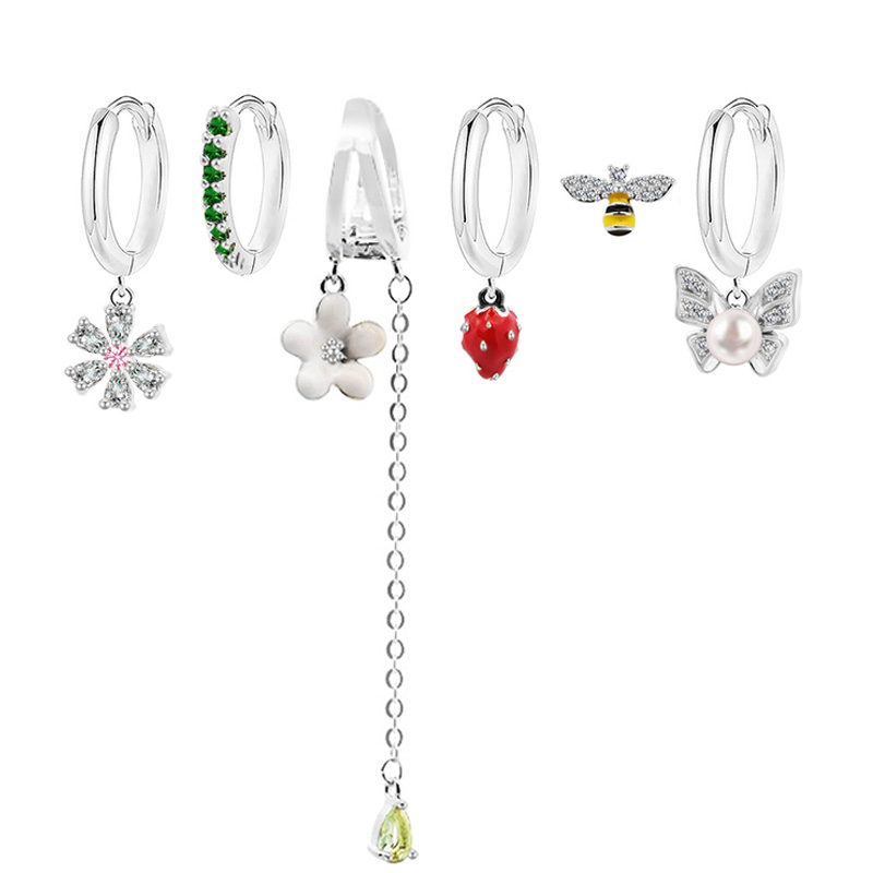 SET 6 ORECCHINI DIVERSI A TEMA GIARDINO CON FRAGOLA - YK26132C863